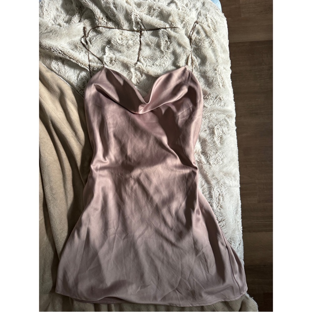 H:ours Blush/Tan Mini Dress w/Chain Back